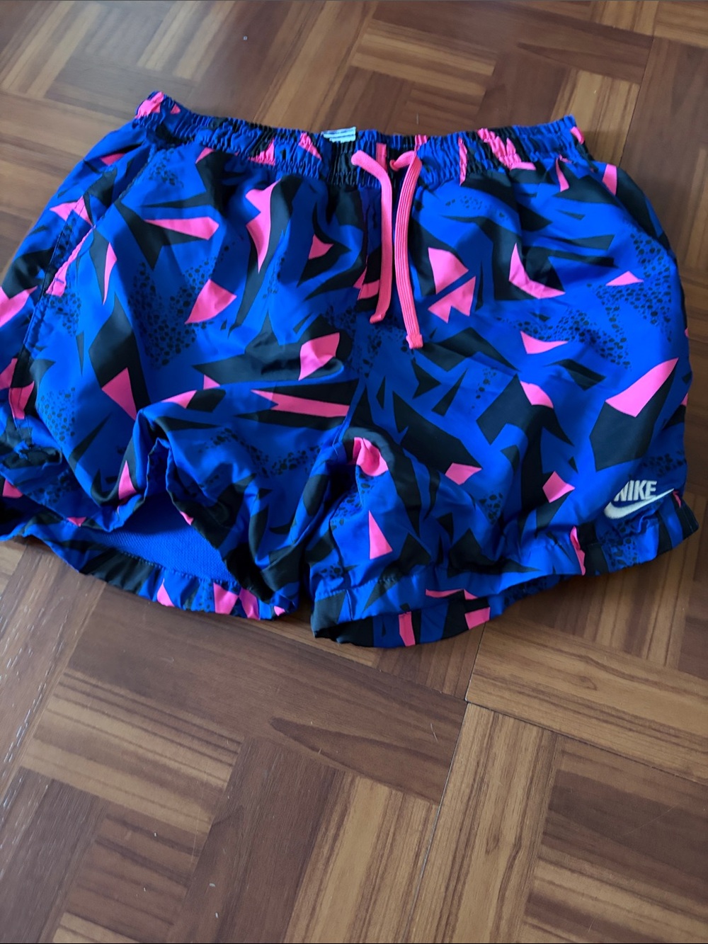 Nike Women’s Blue & Pink Abstract Print Athletic Shorts